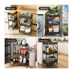 Chariot de Cuisine Pliable à 3 Niveaux en Métal