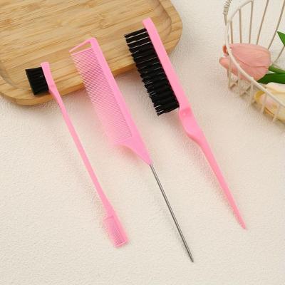 Ensemble de 3 brosses à coiffer : brosse à crêper, brosse à queue de rat, brosse à bords pour peigner les côtés et l'arrière, brossage des cheveux, lissage des cheveux