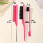 Ensemble de 3 brosses à coiffer : brosse à crêper, brosse à queue de rat, brosse à bords pour peigner les côtés et l'arrière, brossage des cheveux, lissage des cheveux