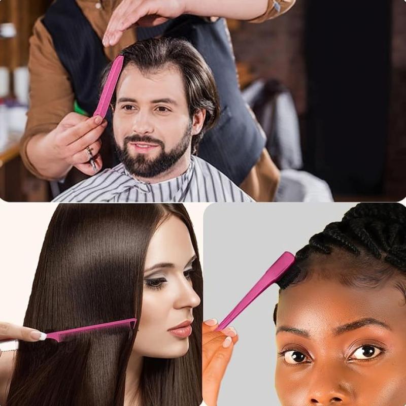 Ensemble de 3 brosses à coiffer : brosse à crêper, brosse à queue de rat, brosse à bords pour peigner les côtés et l'arrière, brossage des cheveux, lissage des cheveux