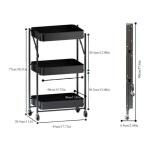 Chariot de Cuisine Pliable à 3 Niveaux en Métal