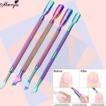 Ensemble de 4 Repoussoirs et Coupe-Cuticules Professionnels Effet Arc-en-Ciel pour Manucure Parfaite