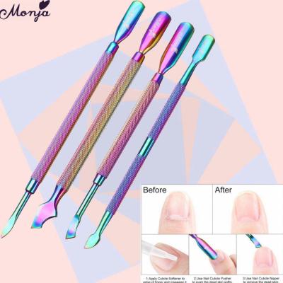 Ensemble de 4 Repoussoirs et Coupe-Cuticules Professionnels Effet Arc-en-Ciel pour Manucure Parfaite