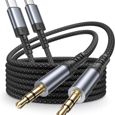 Câble Jack USB-C 1M (2 Pack) – Adaptateur Audio USB-C vers Jack 3.5mm, Câble Auxiliaire Nylon Résistant, Compatible avec Smartphones et Tablettes