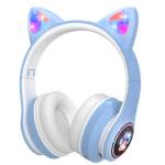 Casque sans fil, casque Bluetooth pliable avec oreilles de chat pour enfants, casque stéréo réglable avec microphone