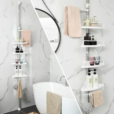 Étagère d'angle de salle de bain à 4 niveaux, Coin Douche Support, organisateur