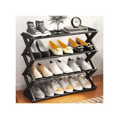 Étagère de rangement pour chaussures en X – Organisateur pratique à 4 niveaux