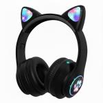 Casque sans fil, casque Bluetooth pliable avec oreilles de chat pour enfants, casque stéréo réglable avec microphone