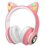 Casque sans fil, casque Bluetooth pliable avec oreilles de chat pour enfants, casque stéréo réglable avec microphone