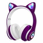 Casque sans fil, casque Bluetooth pliable avec oreilles de chat pour enfants, casque stéréo réglable avec microphone